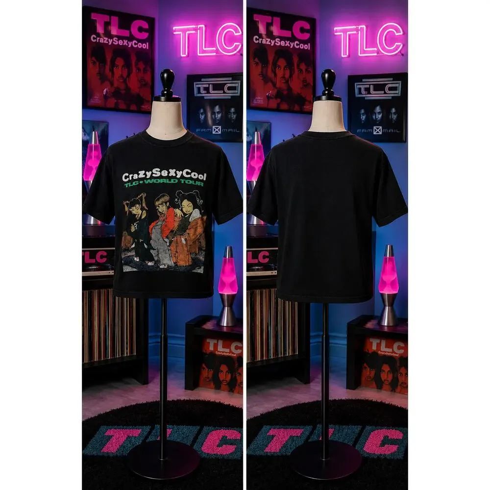 TLC CrazySexyCool World Tour Graphic Tee Black Y2K Style Medium